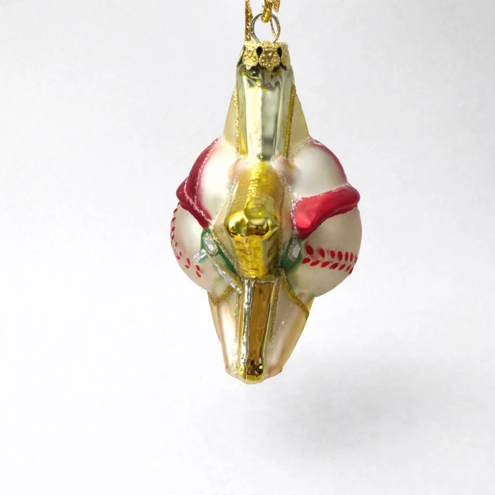 St Nicholas Square Glass Baseball Star Ornament Gold Christmas